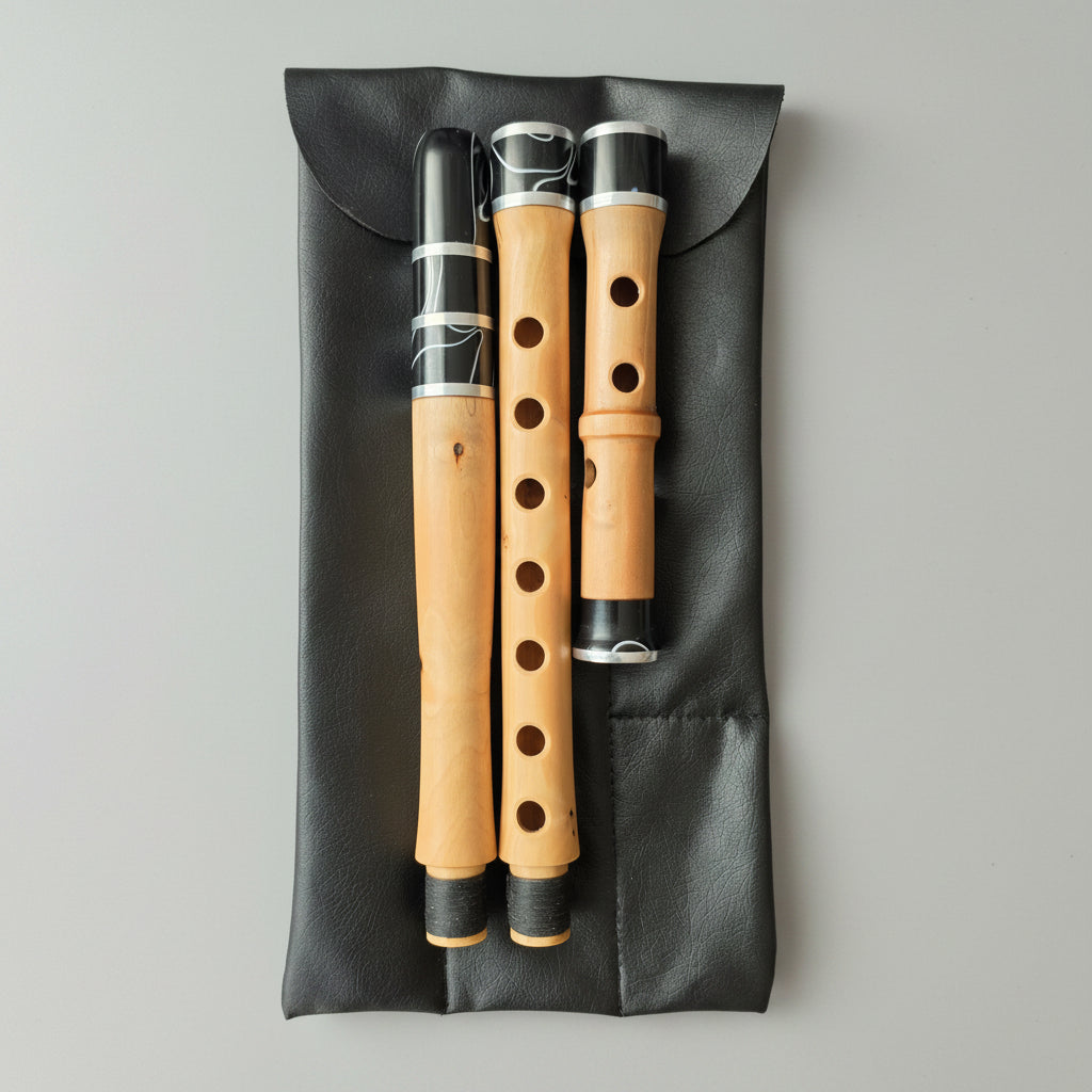 Exclusive Cornelian Cherry wood kaval in D with the included black leather case