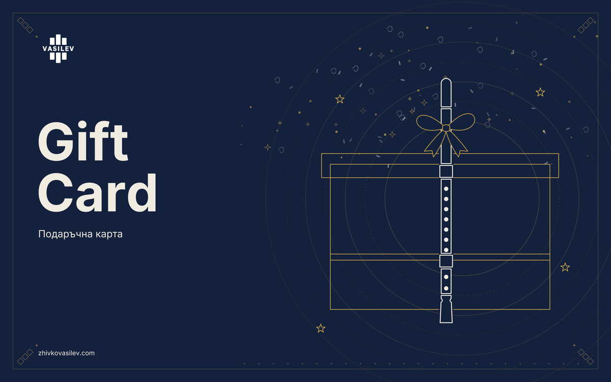 Gift card with a kaval tied like the ribbon of a gift box